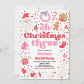 Invitation Oh Noël Trois Noël 3e fête d'anniversaire (Devant)