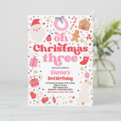 Invitation Oh Noël Trois Noël 3e fête d'anniversaire (Debout devant)