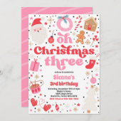 Invitation Oh Noël Trois Noël 3e fête d'anniversaire (Devant / Derrière)