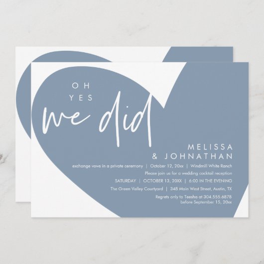 Invitation Oh oui, nous l'avons fait, Déjeuner Réception Mari (Devant / Derrière)