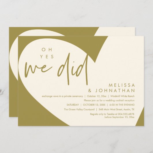 Invitation Oh oui, nous l'avons fait, Déjeuner Réception Mari (Devant / Derrière)