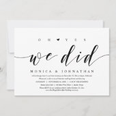 Invitation Oh oui, nous l'avons fait, dîner de mariage en fui (Devant)