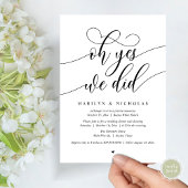 Invitation Oh oui, nous l'avons fait, Dîner de mariage en fui