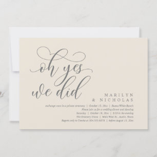 Invitation Oh oui, nous l'avons fait, dîner et fête de mariag