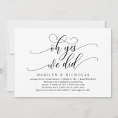 Invitation Oh Oui, nous l'avons fait, Dîner Mariage moderne e (Devant)