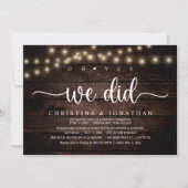 Invitation Oh Oui, Nous L'Avons Fait, Dîner Rustique Mariage  (Devant)