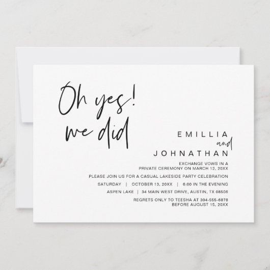 Invitation Oh oui, nous l'avons fait, évasion amoureuse (Devant)