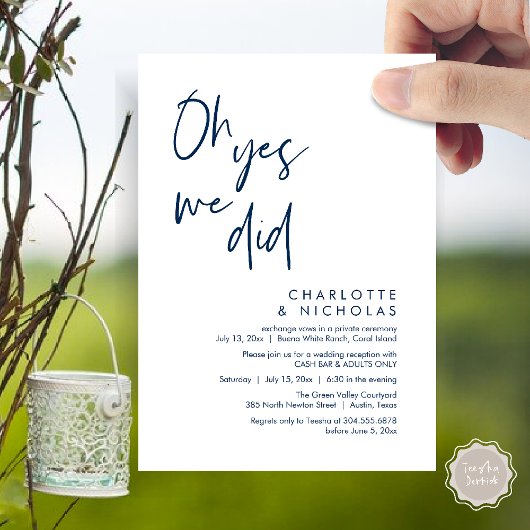 Invitation Oh Oui, Nous L'Avons Fait, Mariage Dinner Party Ca