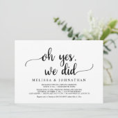 Invitation Oh Oui, Nous L'avons Fait, Mariage Rustique Fuite  (Debout devant)