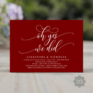 Invitation Oh Oui, Nous L'Avons Fait, Réception De Mariage Ro
