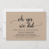 Invitation Oh Oui, Nous L'Avons Fait, Rustic Mariage Elopemen (Devant)