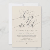 Invitation Oh Oui, On L'A Fait, Dîner Mariage Elopement (Devant)