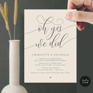 Invitation Oh Oui, On L'A Fait, Dîner Mariage Elopement