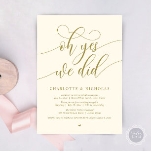 Invitation Oh Oui, On L'A Fait, Dîner Mariage Elopement