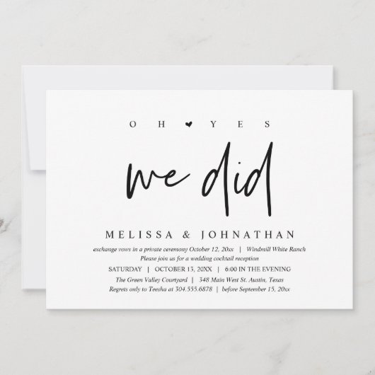 Invitation Oh oui, on l'a fait, soirée de mariage (Devant)