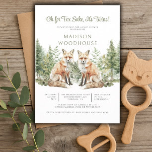 Invitation Oh Pour Fox Sake C'est Twins Baby shower Invitatio