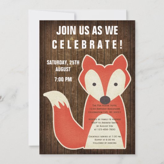 Invitation Oh, Pour La Fête D'Anniversaire De Fox Sake (Dos)