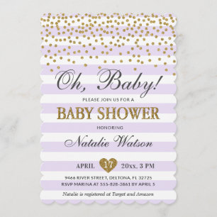 Invitation Oh pourpre de lavande de bébé et baby shower de