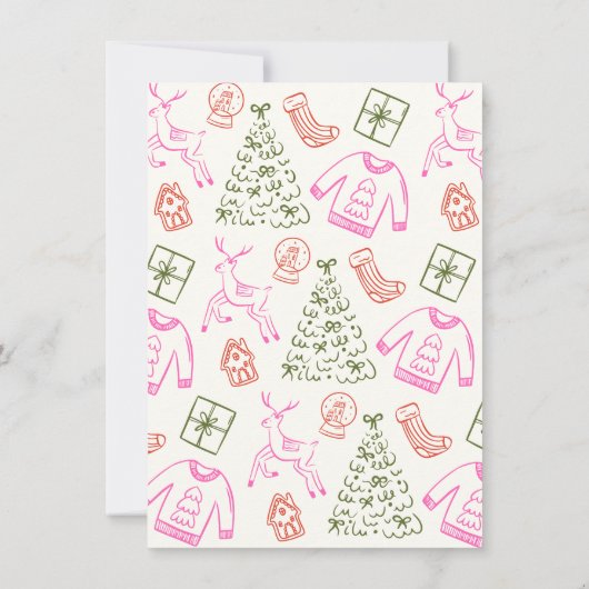 Invitation Oh Quel Amusant Doodle Fête de Noël (Dos)