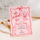 Invitation Oh Quel Amusant Handling Fête de Noël Rose Rouge