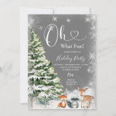 Invitation Oh Quel Amusant Mignonne Cerf Animal Argent (Devant)