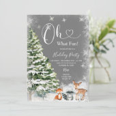Invitation Oh Quel Amusant Mignonne Cerf Animal Argent (Debout devant)
