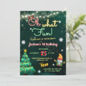 Invitation Oh Quel Amusant Néon Signes Fête Noël Anniversaire (Debout devant)