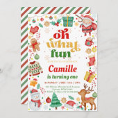 Invitation Oh Quel Amusant Noël Anniversaire (Devant / Derrière)