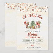 Invitation Oh Quel Amusant Noël Arbre fête d'anniversaire (Devant / Derrière)