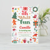 Invitation Oh Quel Amusant Noël Fête Anniversaire (Debout devant)