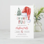 Invitation Oh Quel Amusant Noël Fête Fête Santa Hat (Debout devant)