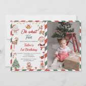 Invitation Oh Quel Amusant ! Noël Père Noël 1er anniversaire  (Devant)