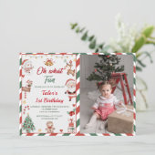 Invitation Oh Quel Amusant ! Noël Père Noël 1er anniversaire  (Debout devant)