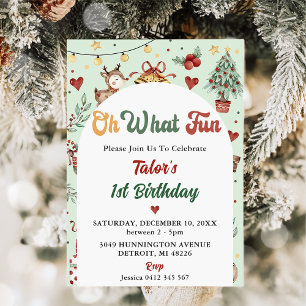 Invitation Oh Quel Amusant ! Noël Reindeer 1er anniversaire