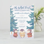 Invitation Oh Quel Amusant ! Penguin Snowball combat Annivers (Debout devant)