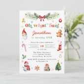 Invitation Oh Quel Amusant Premier Noël Anniversaire Fête N'I (Debout devant)