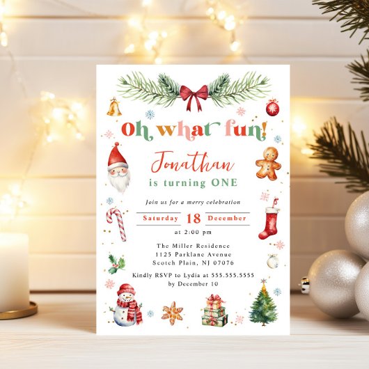 Invitation Oh Quel Amusant Premier Noël Anniversaire Fête N'I