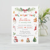 Invitation Oh Quel Amusant Premier Noël Anniversaire Fête N'I (Debout devant)