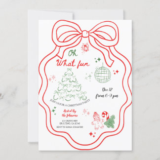 Invitation Oh Quel Amusant Whimsical Main Tirée Fête de Noël 