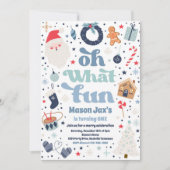 Invitation Oh Quel Amusement Bleu Et Rouge Noël Fête Annivers (Devant)