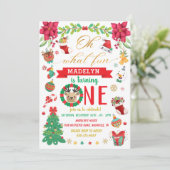 Invitation Oh Quel Amusement D'Être Un Anniversaire De Noël (Debout devant)