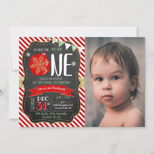 Invitation Oh Quel Amusement D'Être Un ! Noël 1er anniversair (Devant)