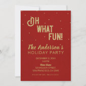 Invitation Oh Quel Amusement Red Gold Fête Noël (Devant)