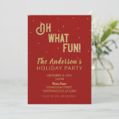 Invitation Oh Quel Amusement Red Gold Fête Noël (Debout devant)