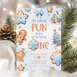 Invitation Oh quel Fun Blue garçon Noël 1er anniversaire