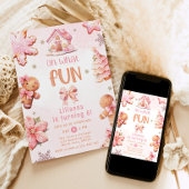 Invitation Oh, quel Fun rose Noël fille fête anniversaire