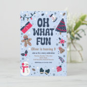 Invitation Oh, quel plaisir | Noël Fête d'anniversaire (Debout devant)