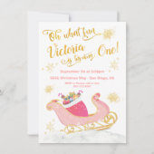 Invitation Oh quel plaisir Noël Père Noël Sleigh fête d'anniv (Devant)