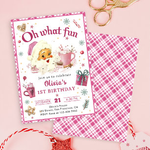 Invitation Oh, quel plaisir Pink Père Noël Christmas Cookies