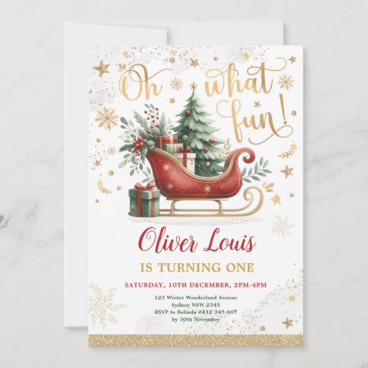 Invitation Oh, quel plaisir | Red Gold Winter Wonderland (Devant)